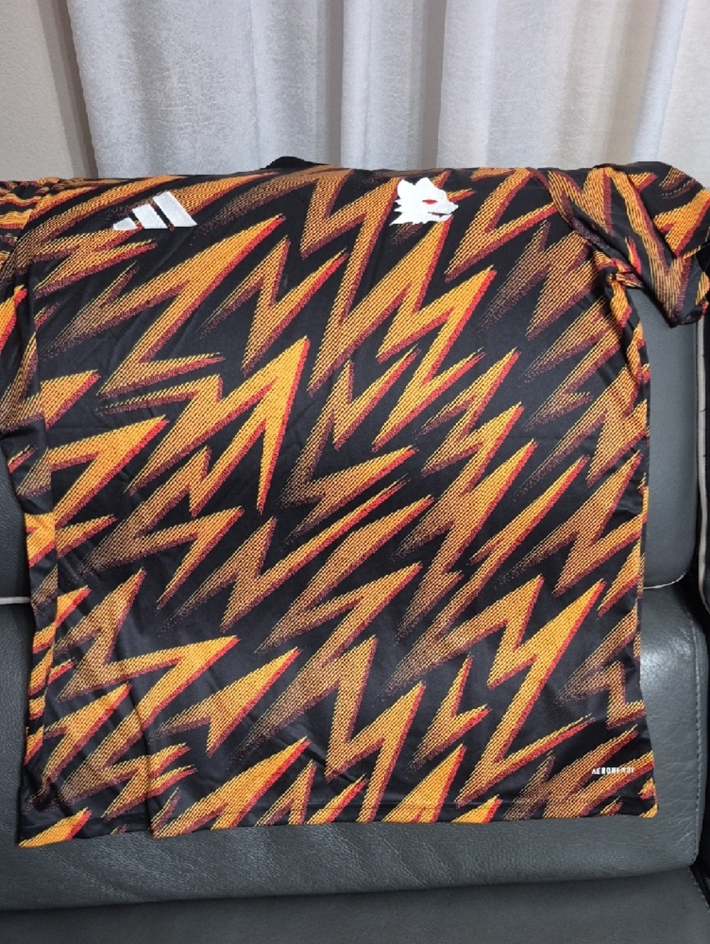 adidas Black Shirt with Red & Yellow Wave Print - Picture 6 of 7